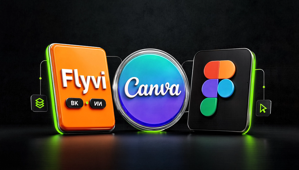 Сравнение редакторов Flyvi, Canva и Figma для выбора инструмента дизайна