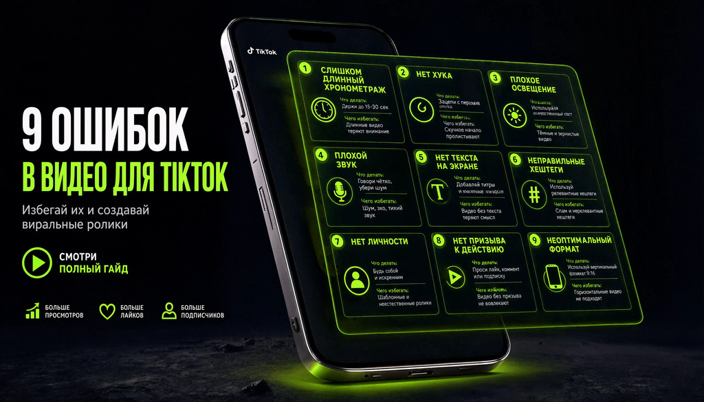 Девять типичных ошибок при создании видео для TikTok: последствия и решения. Памятка для авторов.