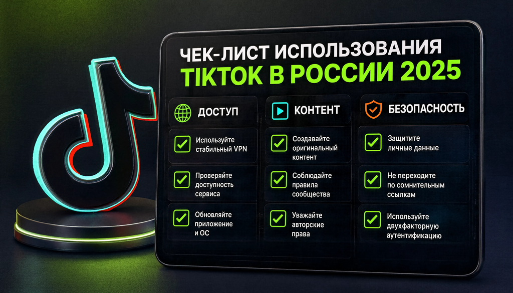 Чек-лист использования TikTok в России 2025: доступ, контент, безопасность