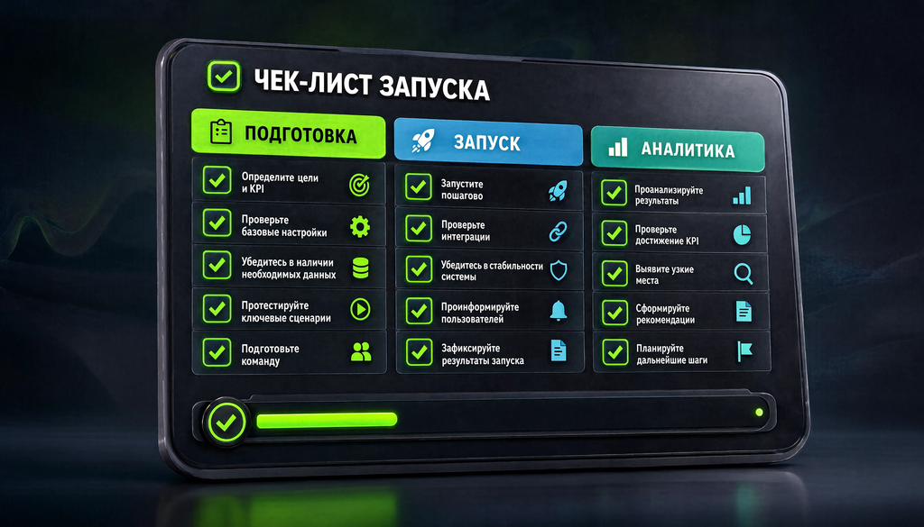 Чек-лист запуска: подготовка, запуск, аналитика