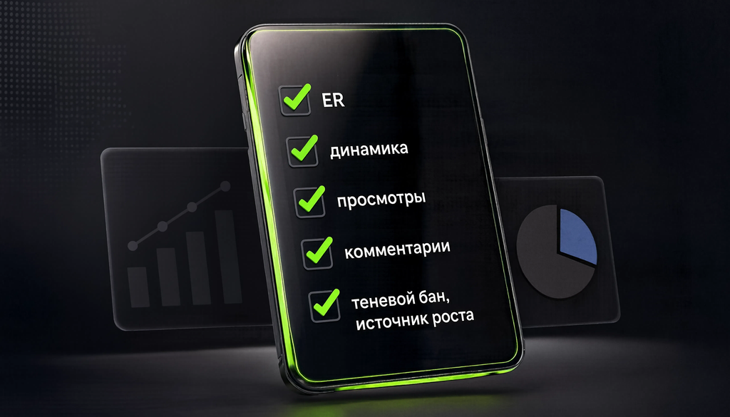 Чек-лист проверки канала перед покупкой: ER, динамика, просмотры, комментарии, теневой бан, источник роста