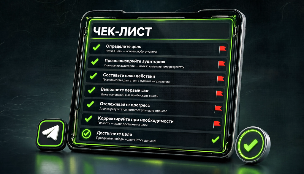 Чек-лист проверки Telegram-бота перед закупкой: 5-7 пунктов с пояснениями и красными флагами. Визуал уберегает от слива бюджета на накрученные боты.
