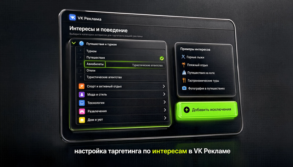 Настройка таргетинга по интересам в VK Рекламе