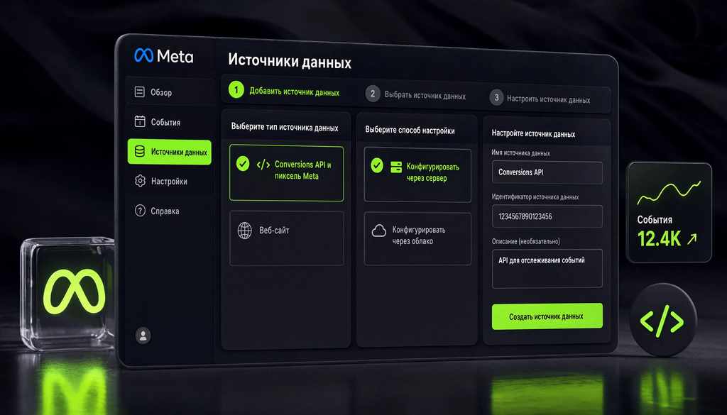 Создание источника данных Conversions API в Meta Events Manager