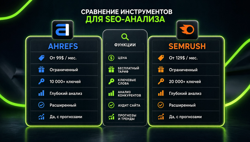Сравнение инструментов для SEO-анализа: функции, цена, бесплатные и платные варианты