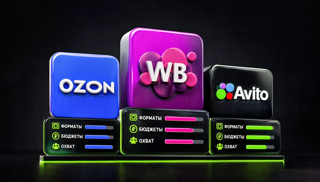 Сравнение рекламных возможностей Ozon, Wildberries и Авито &mdash; форматы, бюджеты, охват
