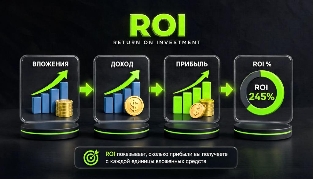 Инфографика: что такое ROI простыми словами &mdash; вложения, доход, прибыль, ROI процент