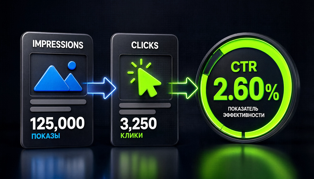 Что такое CTR в рекламе &mdash; инфографика показы клики процент