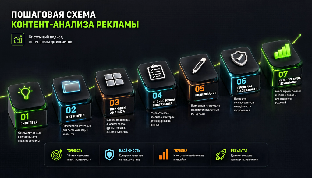 Пошаговая схема проведения контент-анализа рекламы: от гипотезы до интерпретации результатов