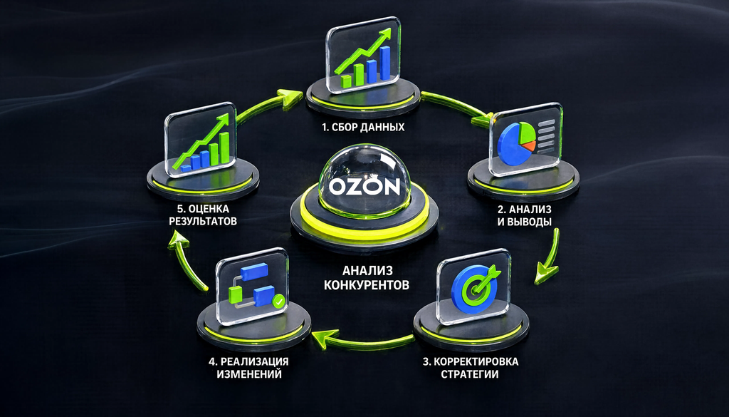 Цикл регулярного анализа конкурентов на Ozon &mdash; от сбора данных до корректировки стратегии. Превращает разовый анализ в системный процесс с обратной связью.