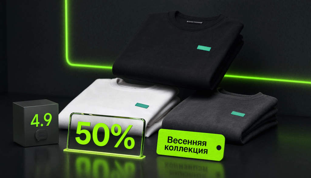 Скидка 50% на весеннюю коллекцию футболок: купи две, получи третью в подарок