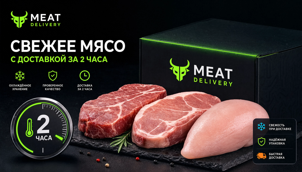 Свежее мясо от фермера: говядина, свинина, курица. Доставка за 2 часа, бесплатно от 2000 рублей.