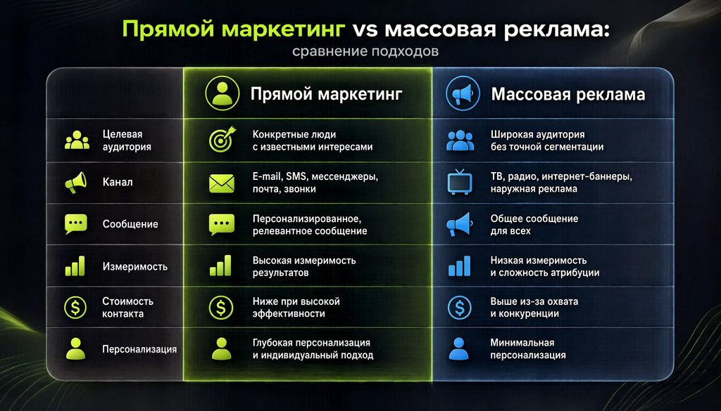 Прямой маркетинг vs массовая реклама: сравнение подходов