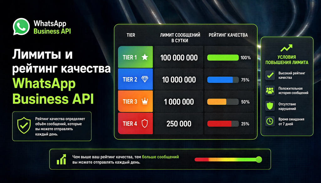Лимиты и рейтинг качества WhatsApp Business API