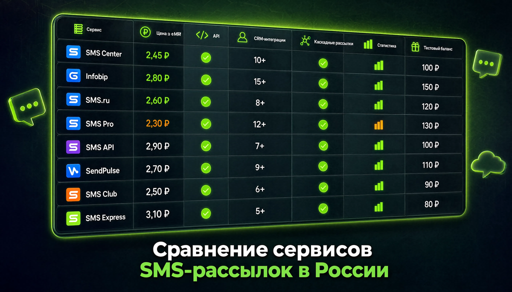 Сравнение топ-сервисов SMS-рассылок по цене, функциям и интеграциям