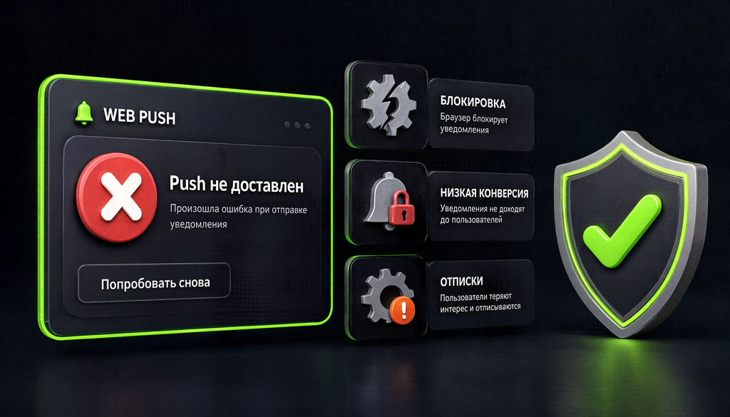 Инфографика: типичные ошибки при настройке веб-пуш уведомлений и их последствия