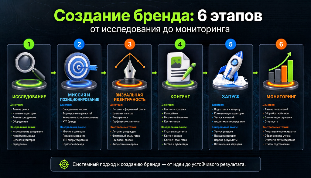 Создание бренда: 6 этапов от исследования до мониторинга