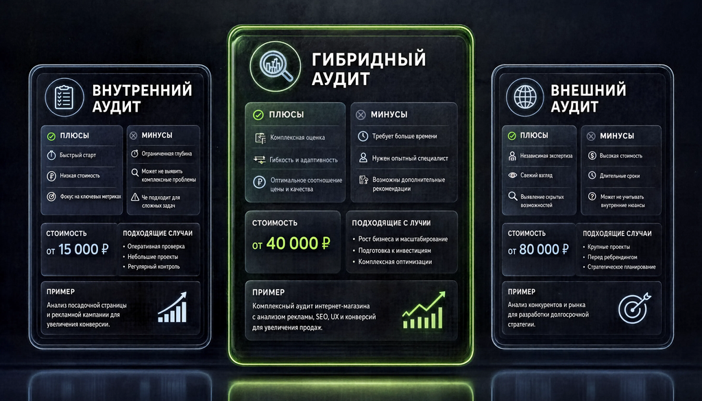 Внутренний, внешний и гибридный аудит: сравнение и выбор