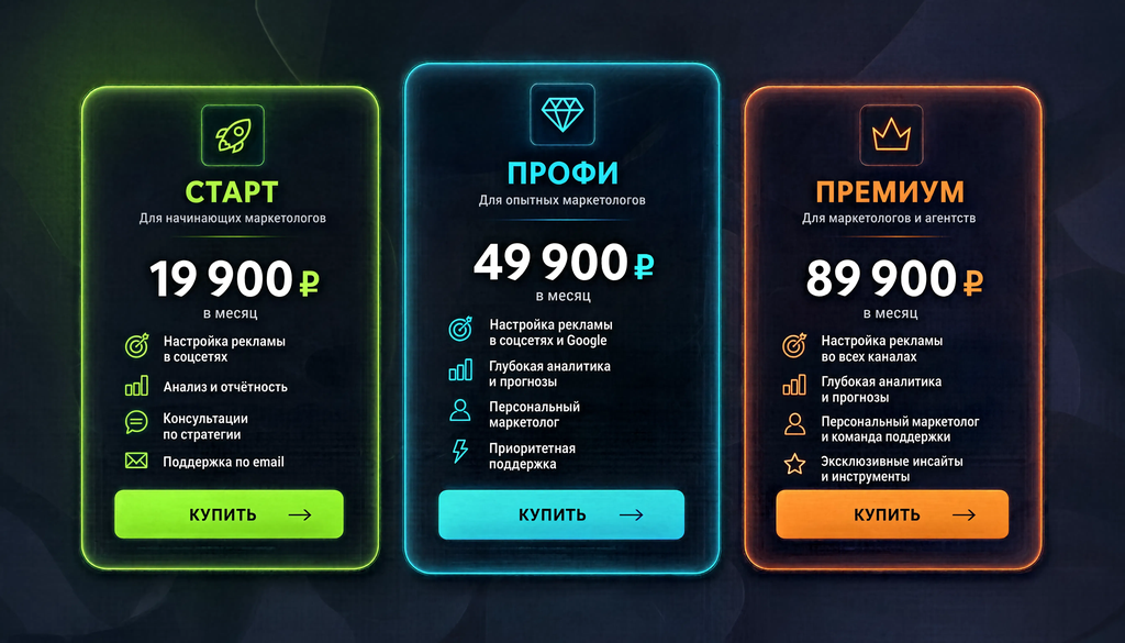 Прайс-лист маркетолога: 3 тарифа на услуги