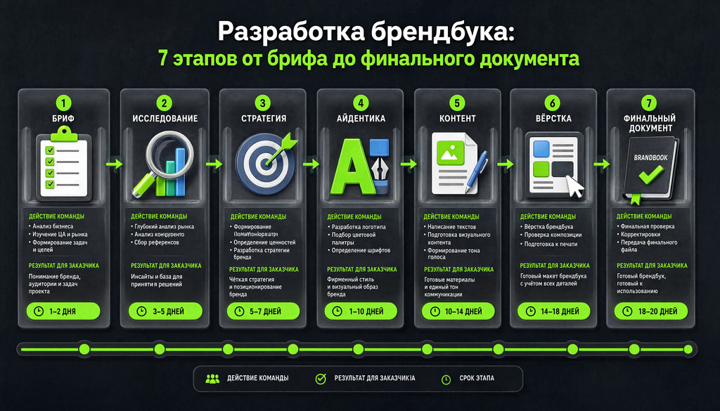 Разработка брендбука: 7 этапов от брифа до финального документа