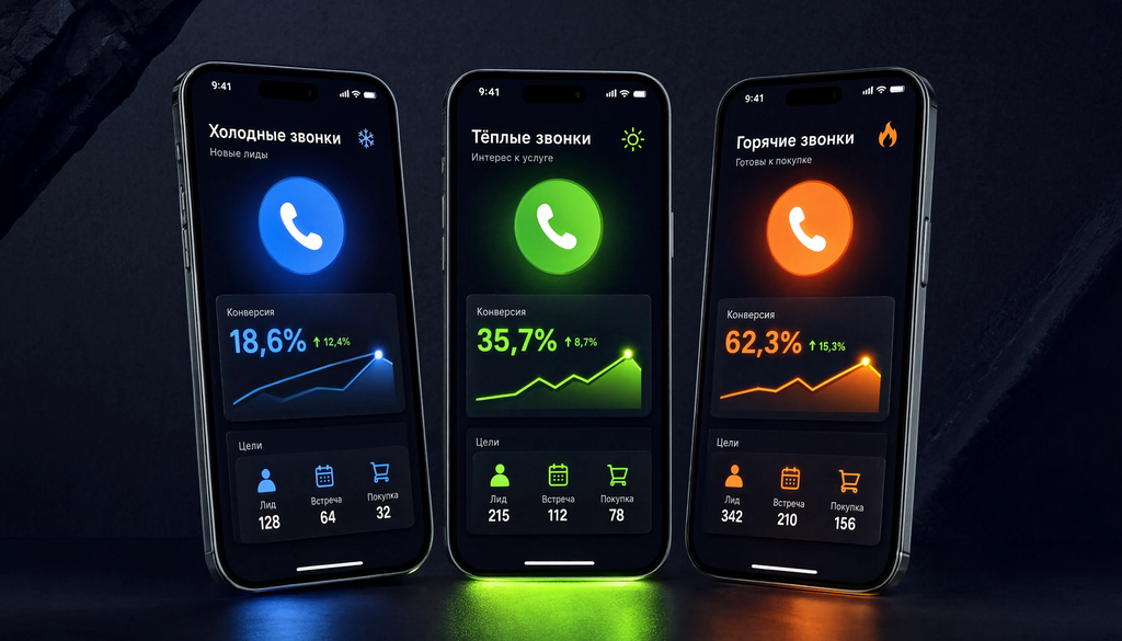 Инфографика: холодные, тёплые и горячие звонки &mdash; конверсия и цели