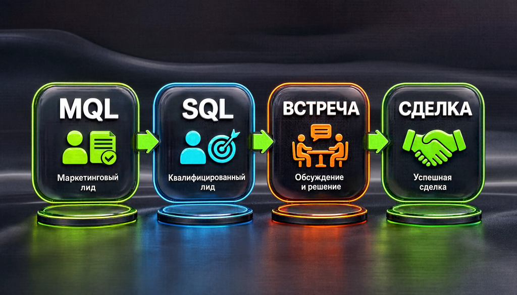 SLA маркетинг-продажи: MQL &rarr; SQL &rarr; встреча &rarr; сделка