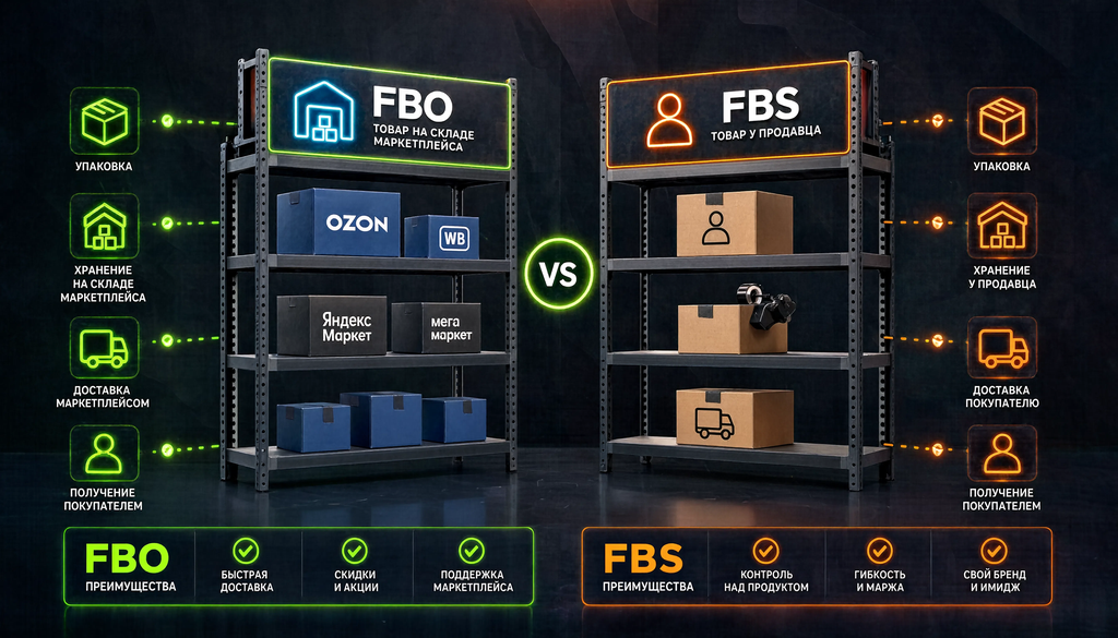 Схема FBO vs FBS: где хранится товар, кто упаковывает, кто доставляет, плюсы и минусы каждой схемы