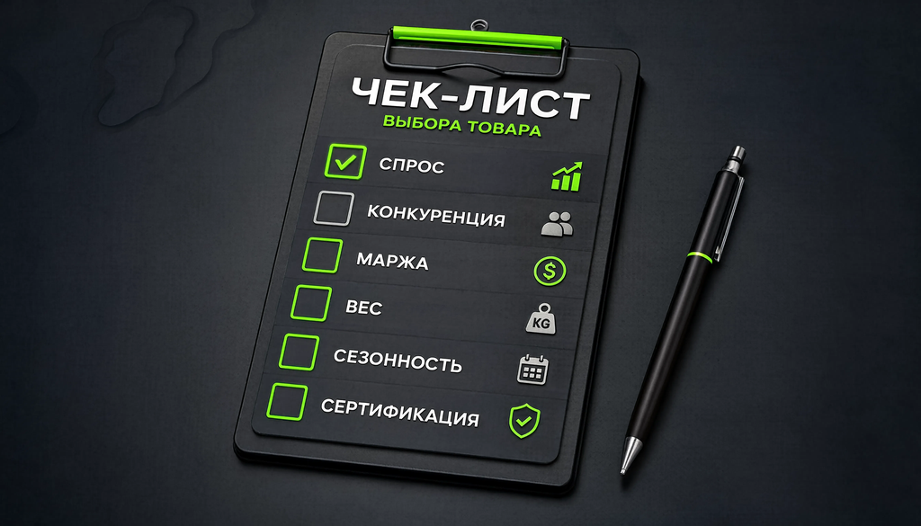 Чек-лист выбора товара для маркетплейса: спрос, конкуренция, маржа, вес, сезонность, сертификация