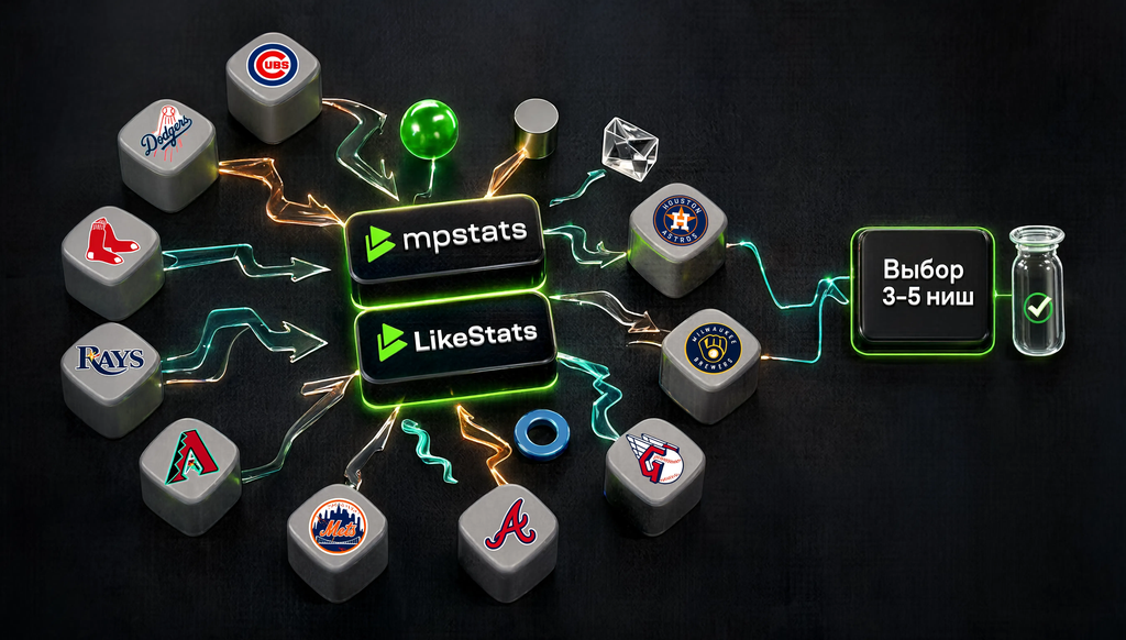 Схема анализа ниш: MPSTATS / LikeStats &rarr; категории &rarr; объём продаж + количество продавцов + маржинальность + сезонность + оборачиваемость &rarr; выбор 3&ndash;5 ниш &rarr; тест