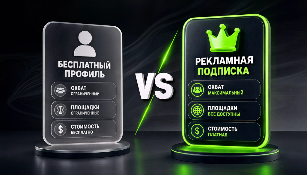 Сравнение бесплатного профиля и рекламной подписки: отличия в охвате, площадках и стоимости для выбора платного инструмента