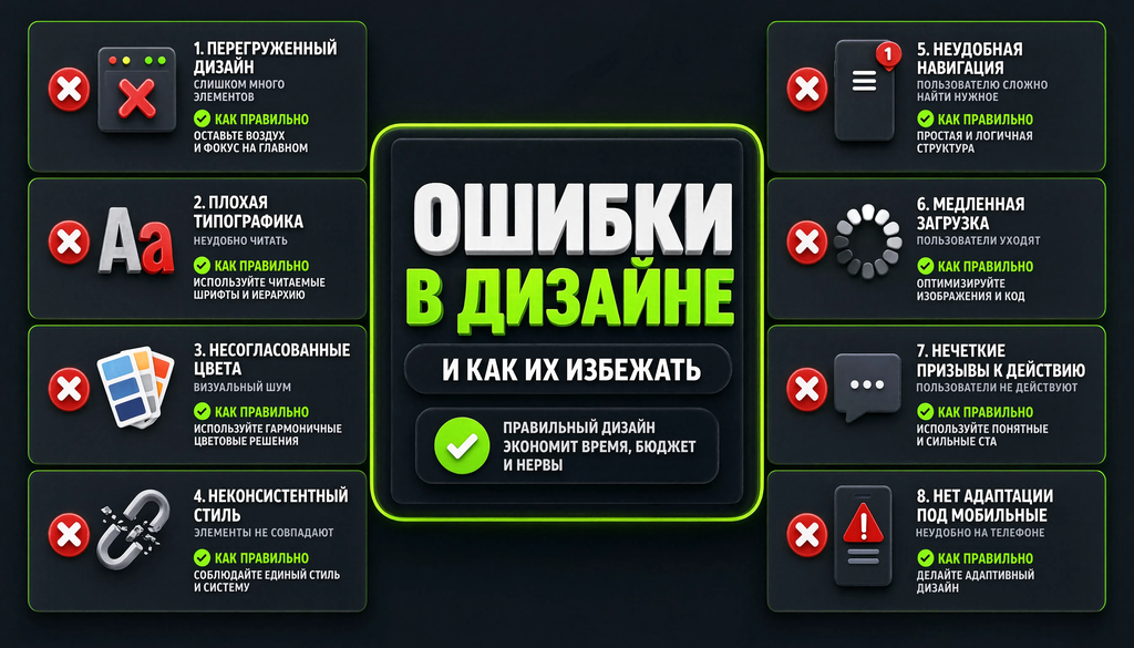 Инфографика со списком типичных ошибок и правильных действий, значки &laquo;нельзя&raquo; и &laquo;как правильно&raquo;