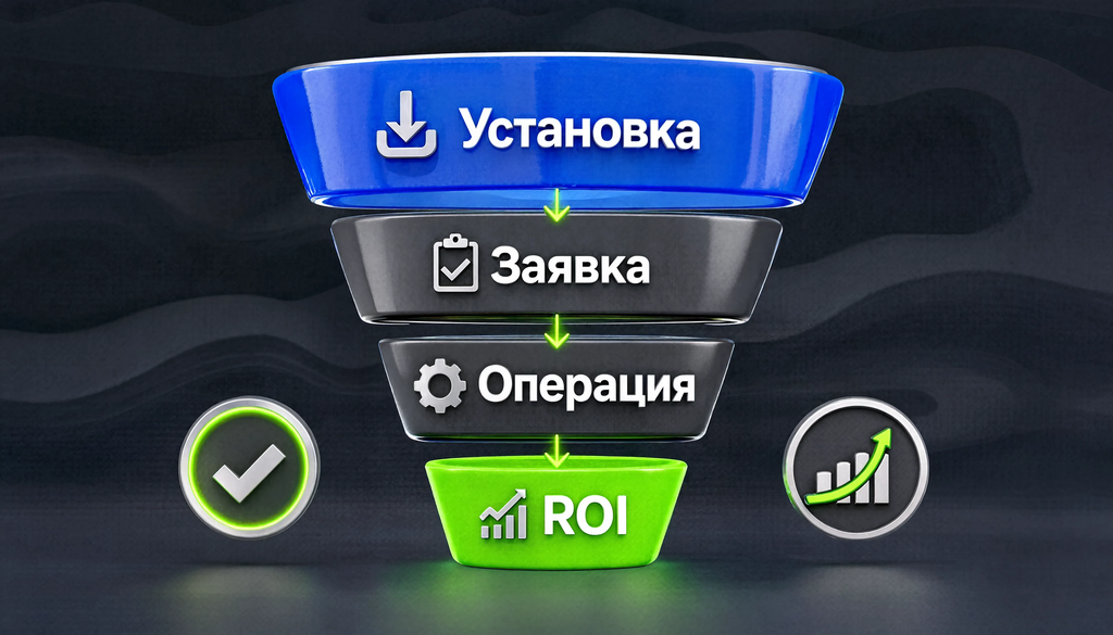 Схема воронки: установка, заявка, операция, ROI - оценка инвестиционного подхода к таргету